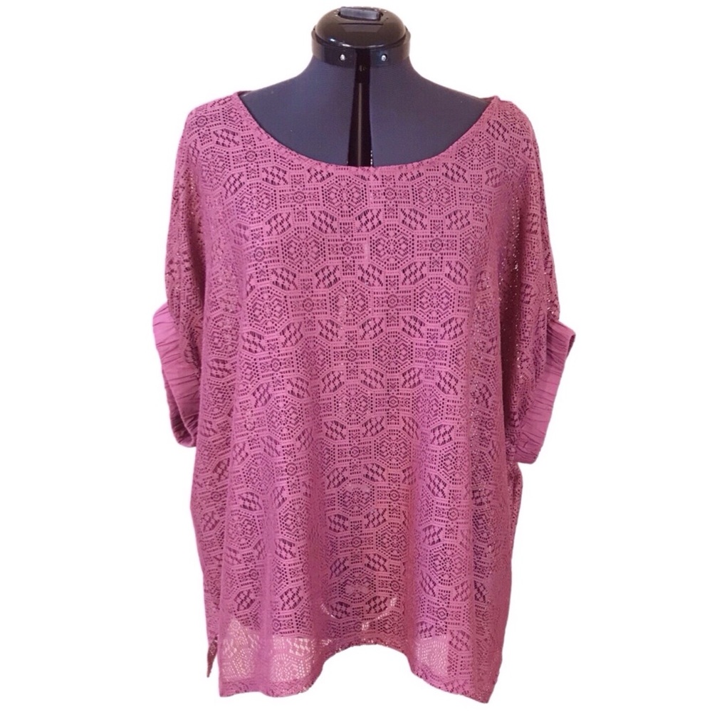 AKEMI + KIN Anthropologie Bratton Oversized Top Blouse Shirt XS S Small Lace